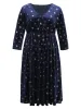 Christmas Velvet Star Glitter Wrap Pocket Dress sold by Bloomchic
