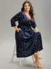 Christmas Velvet Star Glitter Wrap Pocket Dress sold by Bloomchic