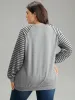 Striped Patchwork Crew Neck Raglan Sleeve Sweatshirt sold by Bloomchic