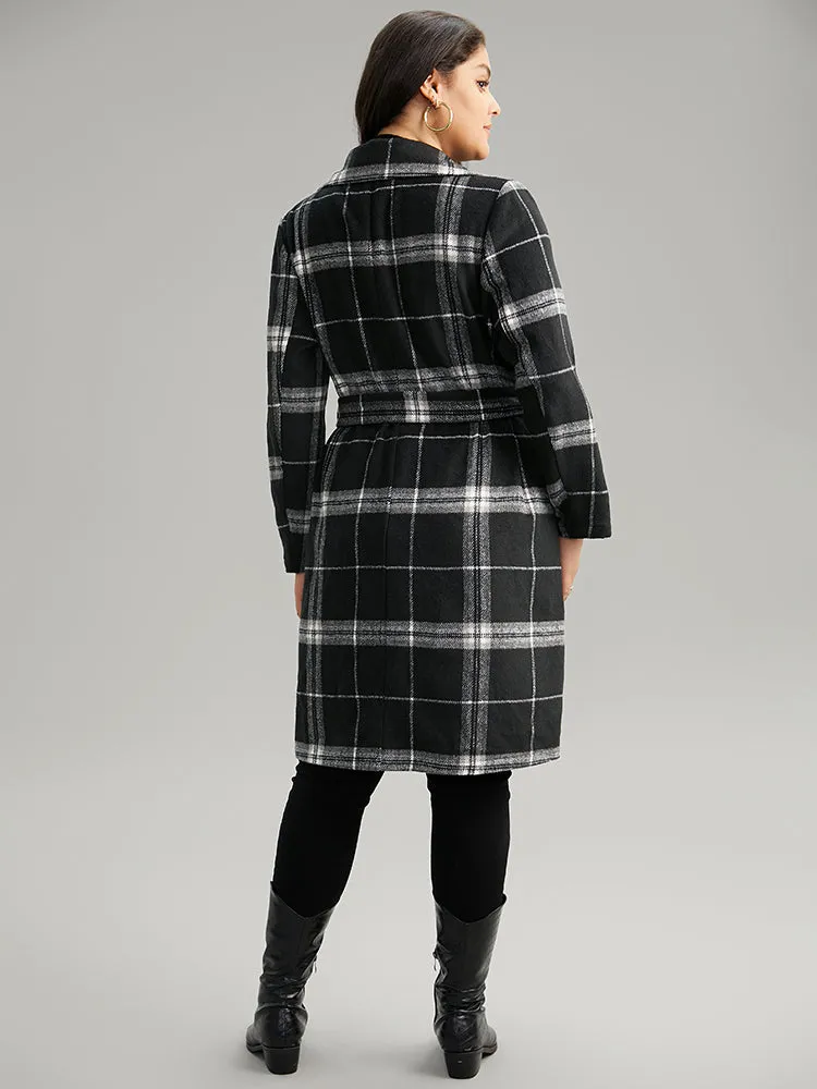 Lapel Collar Plaid Belted Contrast Coat sold by Bloomchic product image thumbnail 5