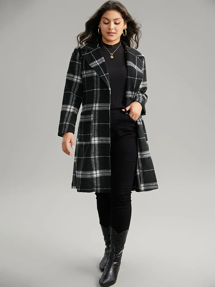 Lapel Collar Plaid Belted Contrast Coat sold by Bloomchic product image thumbnail 4