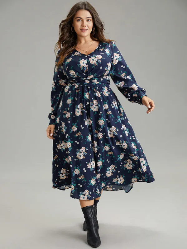 Floral Print Twist Front Pocket Midi Dress sold by Bloomchic