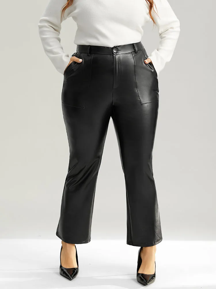 Plain PU Leather Pocket Bootcut Pants sold by Bloomchic