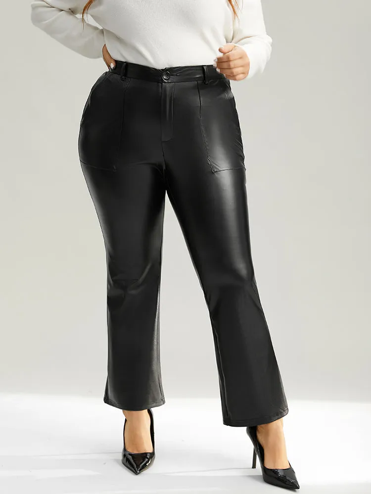 Plain PU Leather Pocket Bootcut Pants sold by Bloomchic product image thumbnail 5