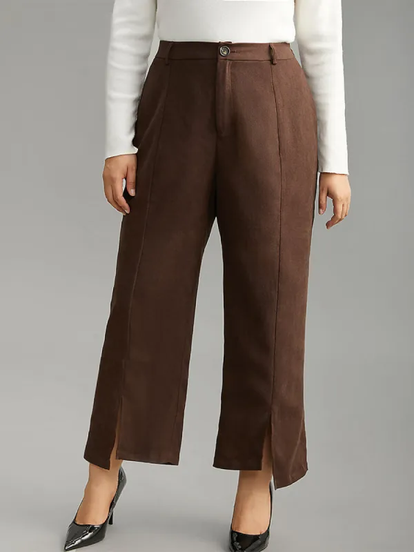 Corduroy Split Front Asymmetrical Hem Pants sold by Bloomchic