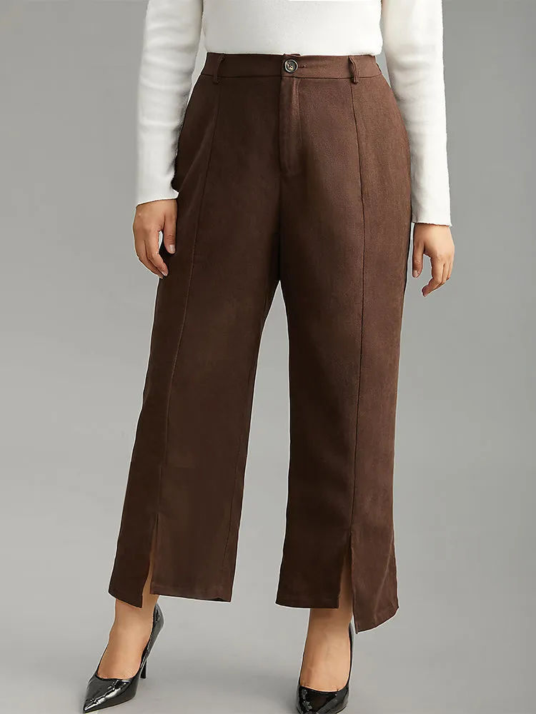 Corduroy Split Front Asymmetrical Hem Pants sold by Bloomchic
