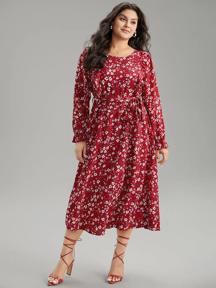 Ditsy Floral Belted Ruffle Sleeve Dress sold by Bloomchic product image thumbnail 3