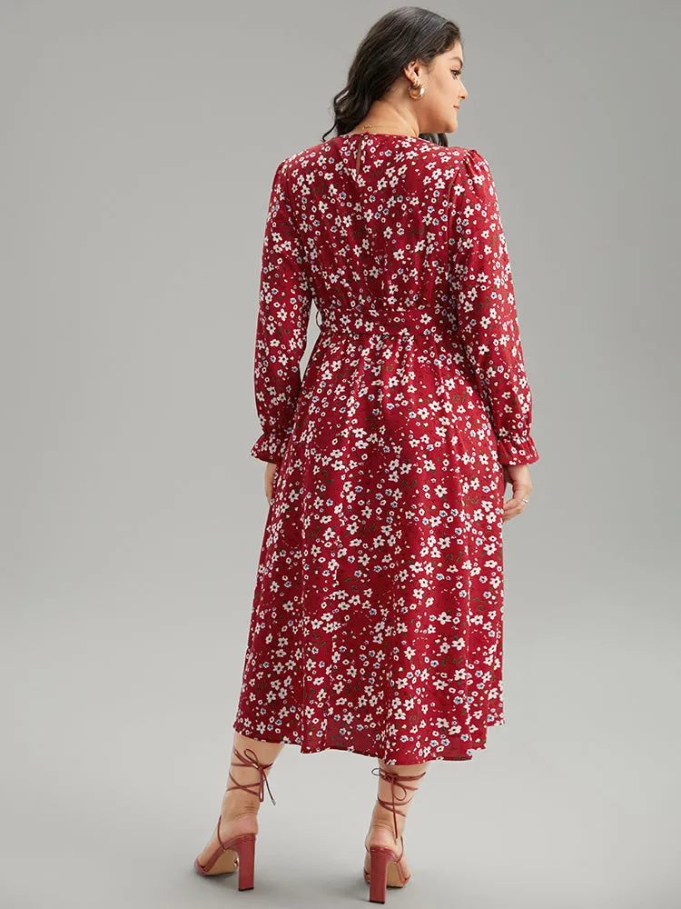 Ditsy Floral Belted Ruffle Sleeve Dress sold by Bloomchic product image thumbnail 2