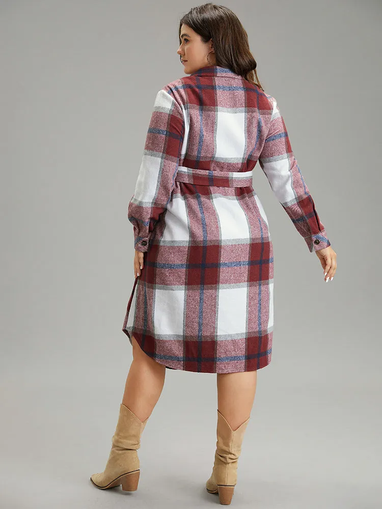 Plaid Shirt Collar Button Through Belted Dress sold by Bloomchic product image thumbnail 3