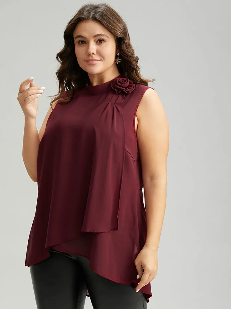 Rose Detail Layered High Low Hem Chiffon Tank Top sold by Bloomchic product image thumbnail 4