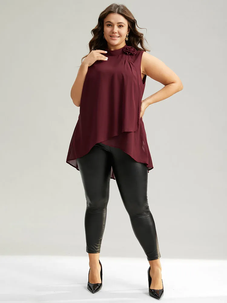 Rose Detail Layered High Low Hem Chiffon Tank Top sold by Bloomchic product image thumbnail 5