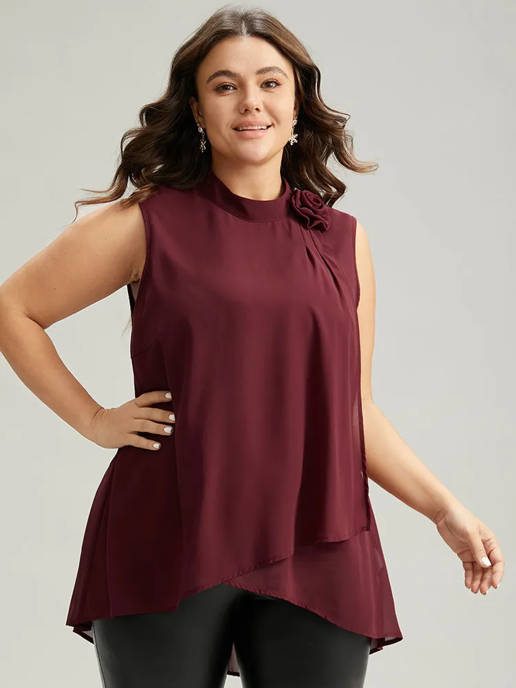 Rose Detail Layered High Low Hem Chiffon Tank Top sold by Bloomchic product image thumbnail 2