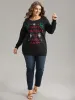 Supersoft Essentials Christmas Elk Letter Crew Neck Pullover sold by Bloomchic