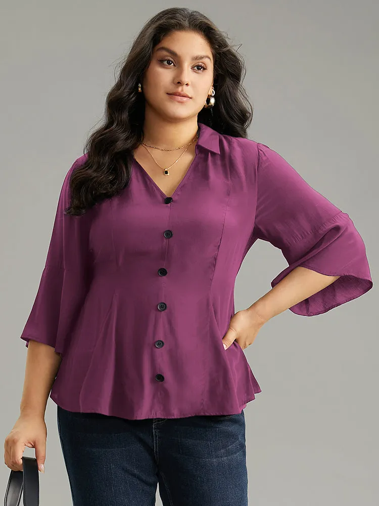 Plain Button Detail Bell Sleeve Blouse sold by Bloomchic product image thumbnail 5