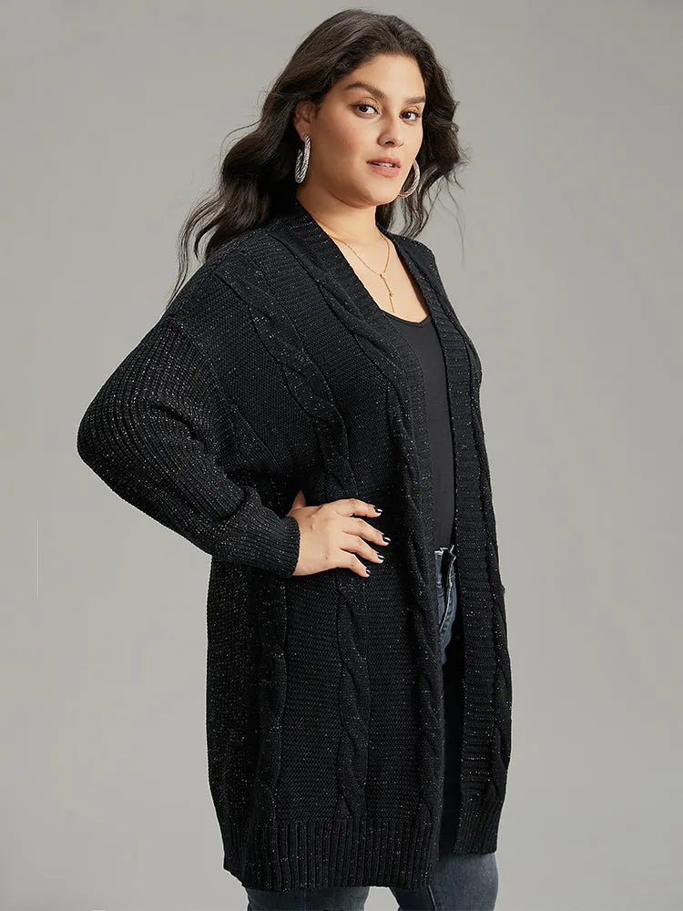 Lurex Cable Knit Drop Shoulder Cardigan sold by Bloomchic product image thumbnail 4