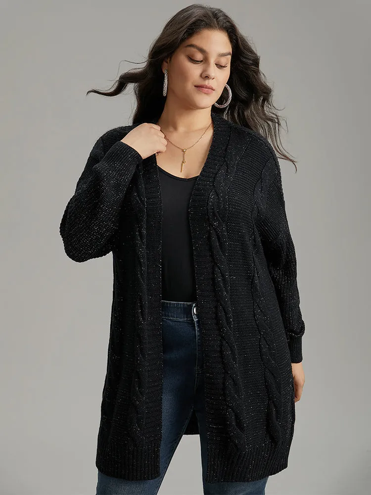 Lurex Cable Knit Drop Shoulder Cardigan sold by Bloomchic