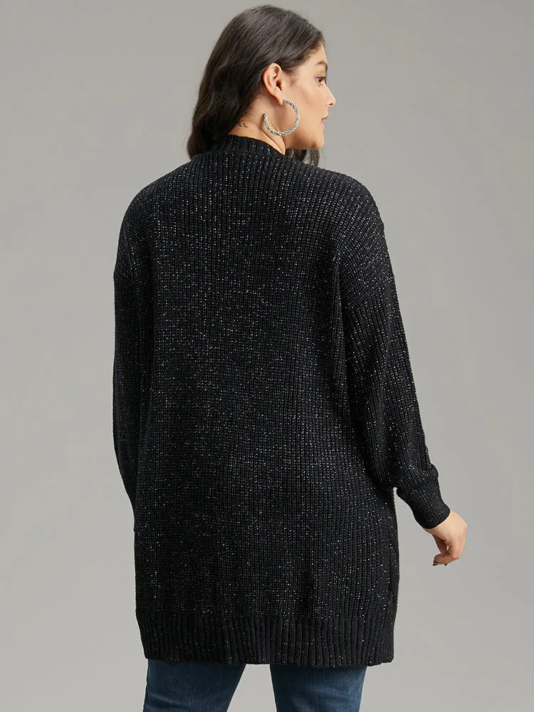 Lurex Cable Knit Drop Shoulder Cardigan sold by Bloomchic product image thumbnail 2