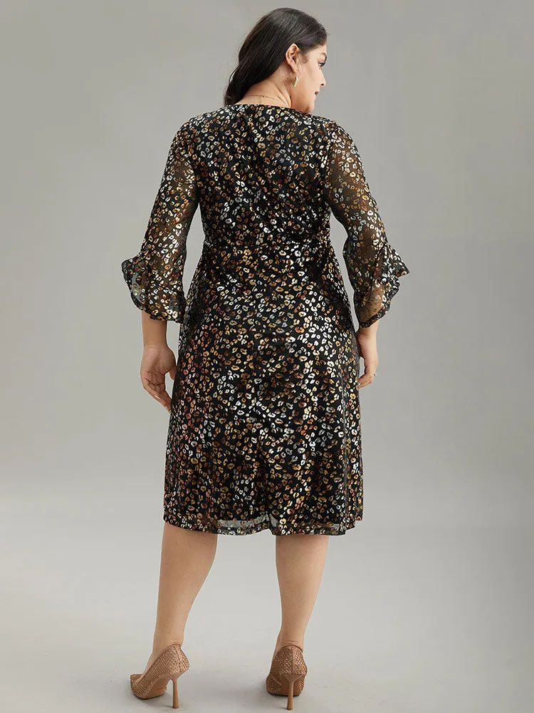 Leopard Glitter Bell Sleeve Mesh Dress sold by Bloomchic product image thumbnail 3