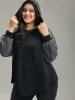 Rib Knit Cable Knit Patchwork Hooded Sweatshirt sold by Bloomchic