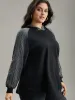 Rib Knit Cable Knit Patchwork Hooded Sweatshirt sold by Bloomchic