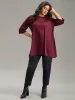 Solid Tunic Crochet Mesh Crew Neck T-shirt sold by Bloomchic