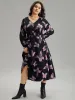 Butterfly Print Pocket Shirred Cuffs Dress sold by Bloomchic