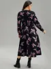 Butterfly Print Pocket Shirred Cuffs Dress sold by Bloomchic