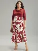 Silhouette Floral Print Cowl Neck Belted Split Hem Dress sold by Bloomchic