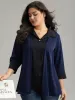 Contrast Patchwork Shirt Collar Button Through Blouse sold by Bloomchic