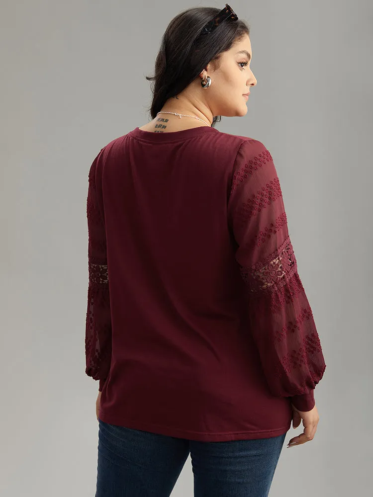 Supersoft Essentials Solid Guipure Lace Cut Out T-shirt sold by Bloomchic product image thumbnail 4