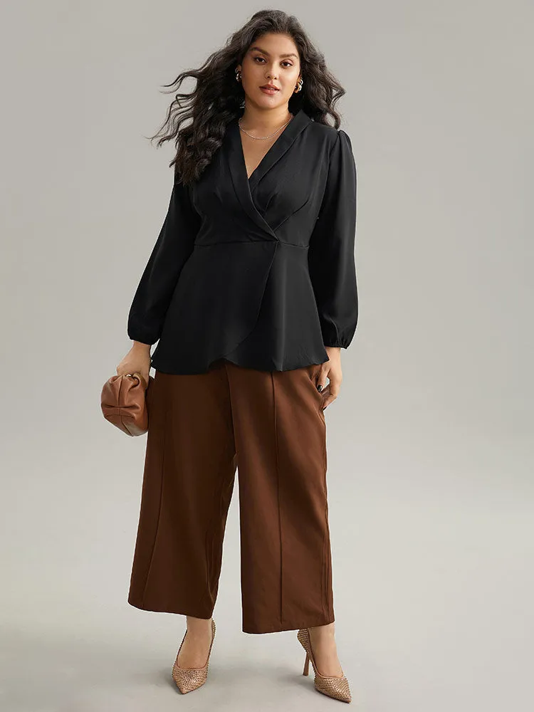 Static-Free Plain Pleated Wrap Blouse sold by Bloomchic product image thumbnail 4