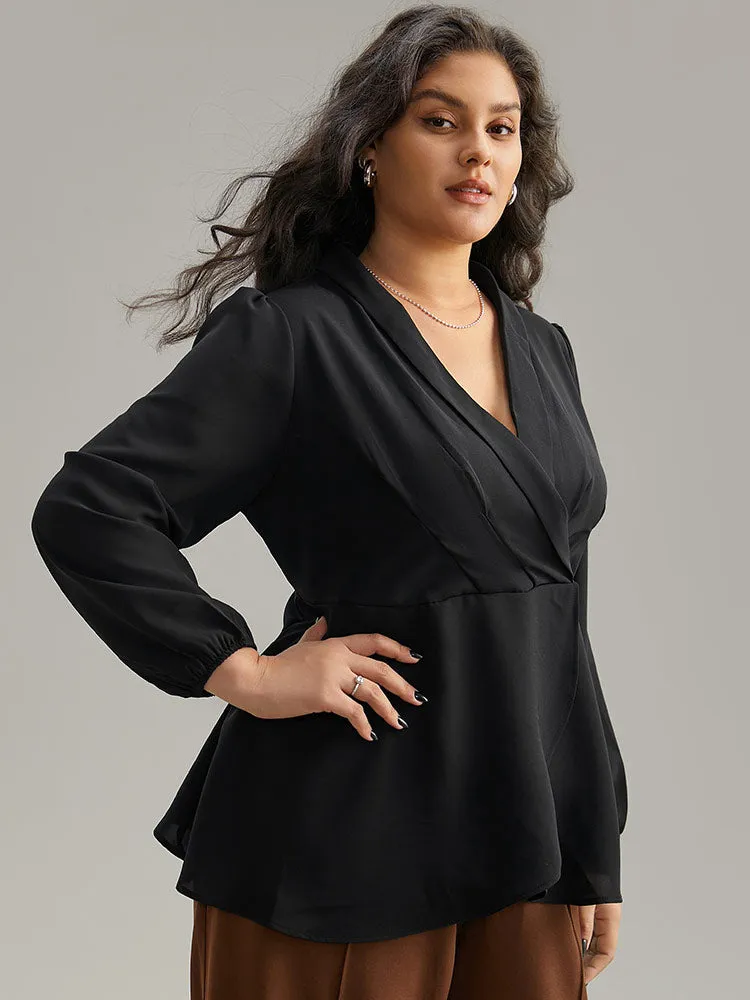 Static-Free Plain Pleated Wrap Blouse sold by Bloomchic product image thumbnail 3