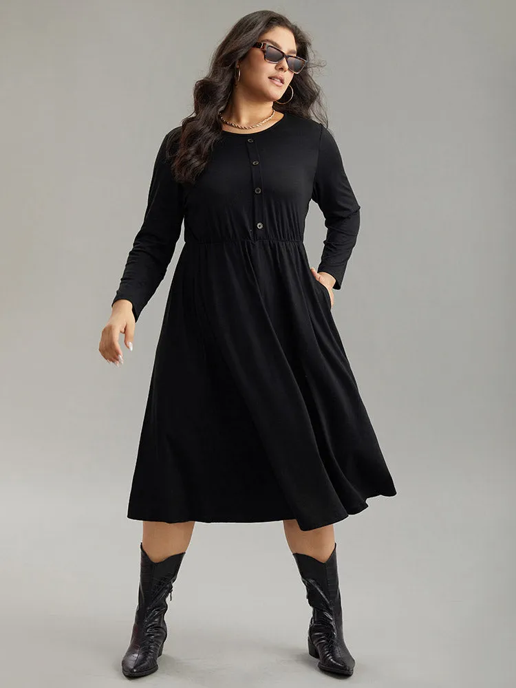 Supersoft Essentials Solid Button Detail Dress sold by Bloomchic product image thumbnail 3