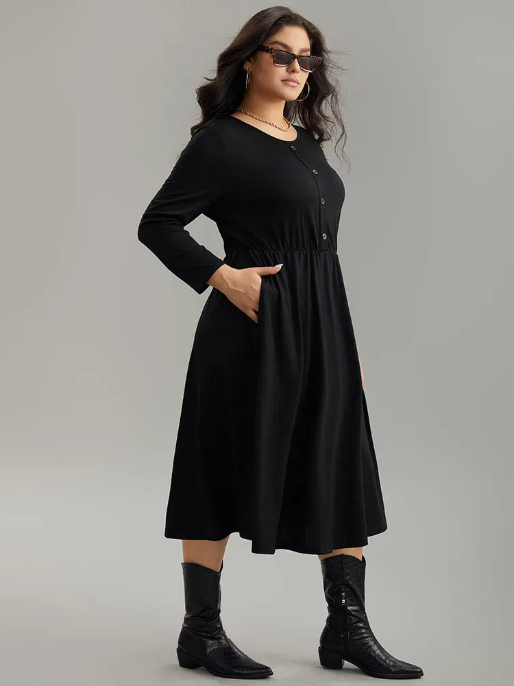 Supersoft Essentials Solid Button Detail Dress sold by Bloomchic product image thumbnail 4