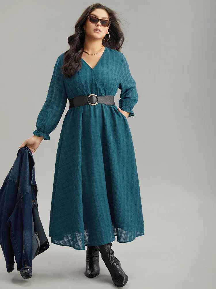 Plaid Wrap Elastic Waist Gathered Ruffles Dress sold by Bloomchic product image thumbnail 2