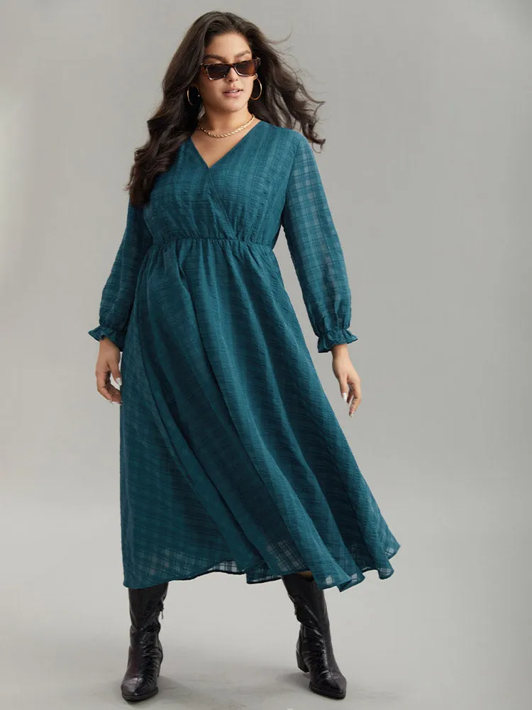 Plaid Wrap Elastic Waist Gathered Ruffles Dress sold by Bloomchic product image thumbnail 3