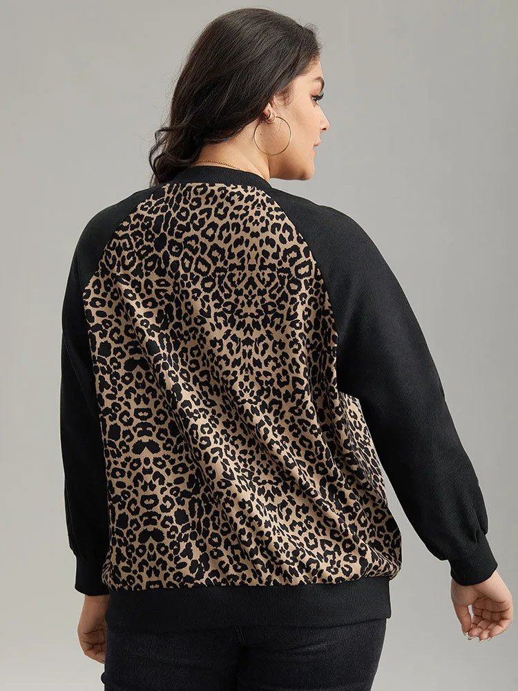 Leopard Print Pocket Zipper Bomber Jacket sold by Bloomchic product image thumbnail 2