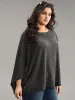 Plain Boat Neck Dolman Sleeve Cape T-shirt sold by Bloomchic