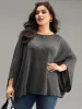 Plain Boat Neck Dolman Sleeve Cape T-shirt sold by Bloomchic