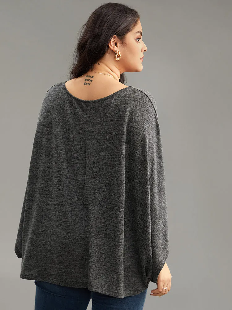 Plain Boat Neck Dolman Sleeve Cape T-shirt sold by Bloomchic product image thumbnail 2