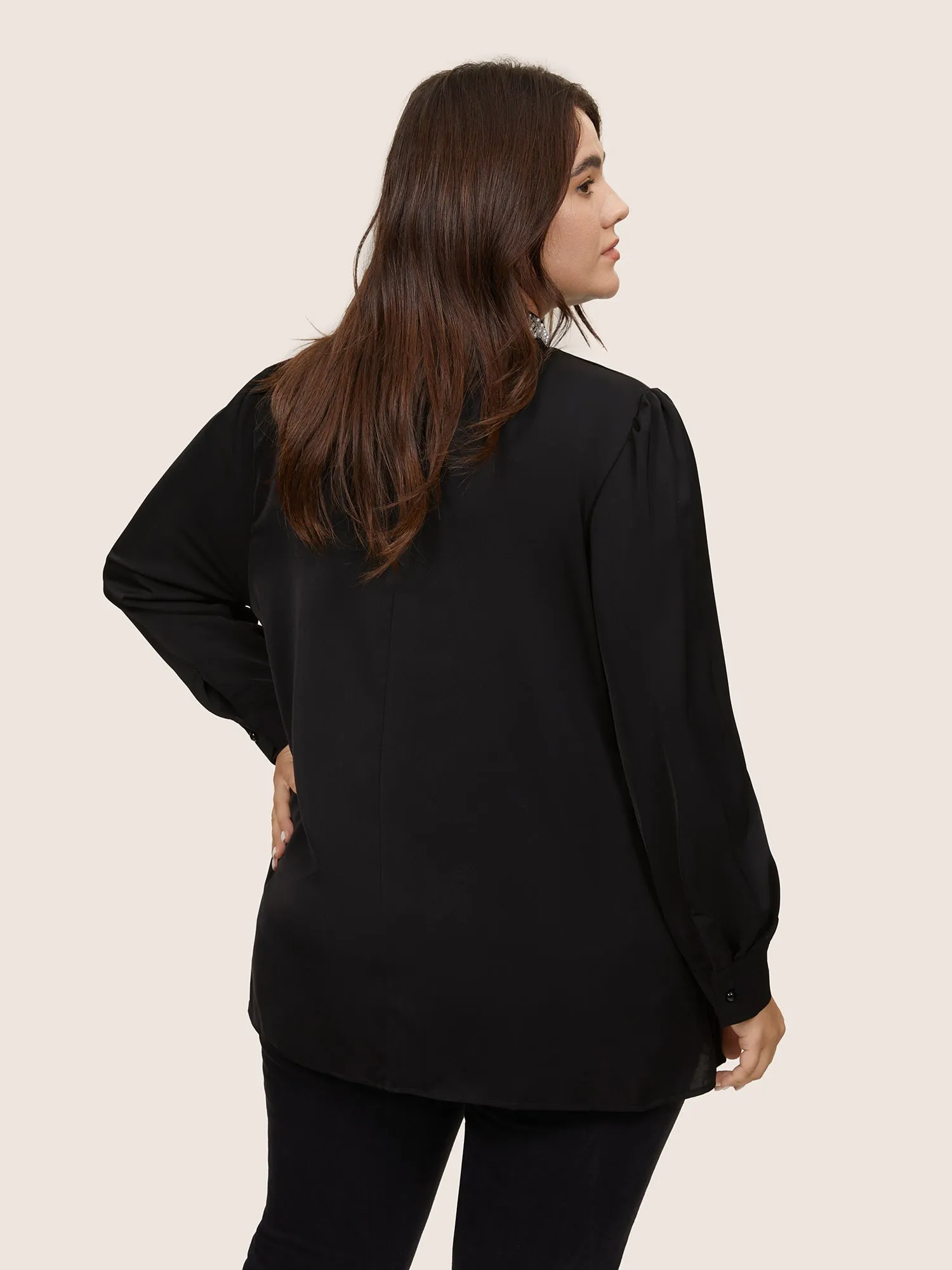 Anti-Wrinkle Pearl Beaded Contrast Webbing Blouse sold by Bloomchic product image thumbnail 5