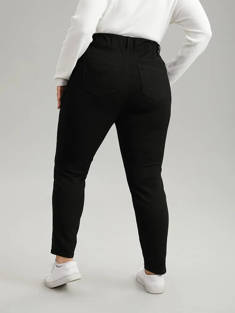 Solid Elastic Waist Pocket Skinny Jeans sold by Bloomchic product image thumbnail 4