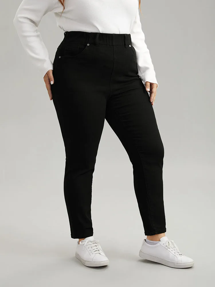 Solid Elastic Waist Pocket Skinny Jeans sold by Bloomchic product image thumbnail 2
