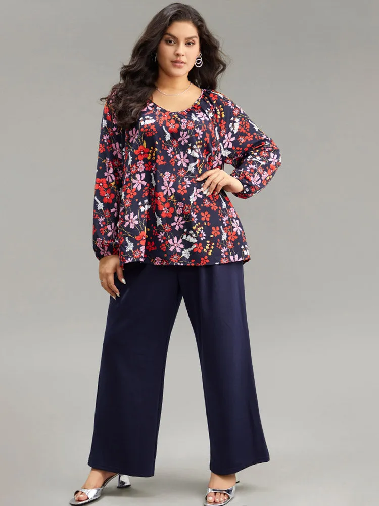 Floral Print Gathered Lantern Sleeve Blouse sold by Bloomchic product image thumbnail 4