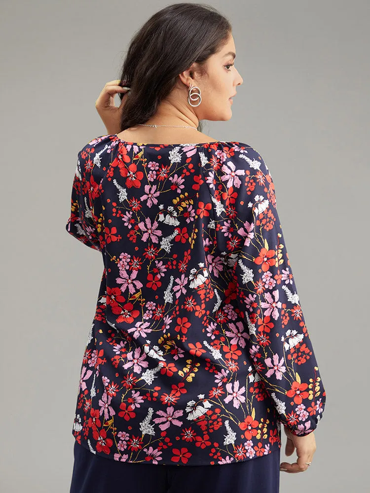 Floral Print Gathered Lantern Sleeve Blouse sold by Bloomchic product image thumbnail 2