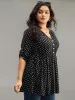 Polka Dot Button Detail Notched T-shirt sold by Bloomchic
