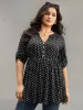 Polka Dot Button Detail Notched T-shirt sold by Bloomchic