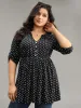 Polka Dot Button Detail Notched T-shirt sold by Bloomchic