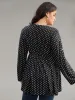 Polka Dot Button Detail Notched T-shirt sold by Bloomchic