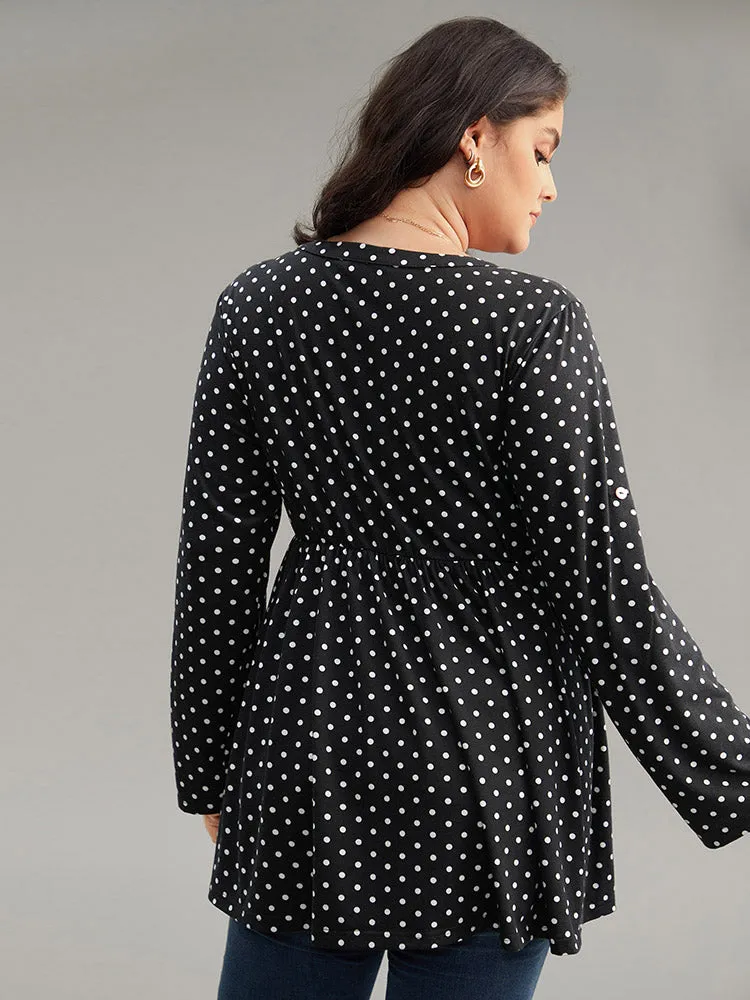 Polka Dot Button Detail Notched T-shirt sold by Bloomchic product image thumbnail 3